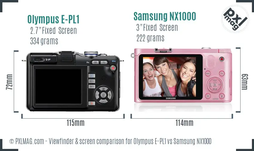 Olympus E-PL1 vs Samsung NX1000 Screen and Viewfinder comparison Olympus E-PL1 vs Samsung NX1000 Screen and Viewfinder comparison