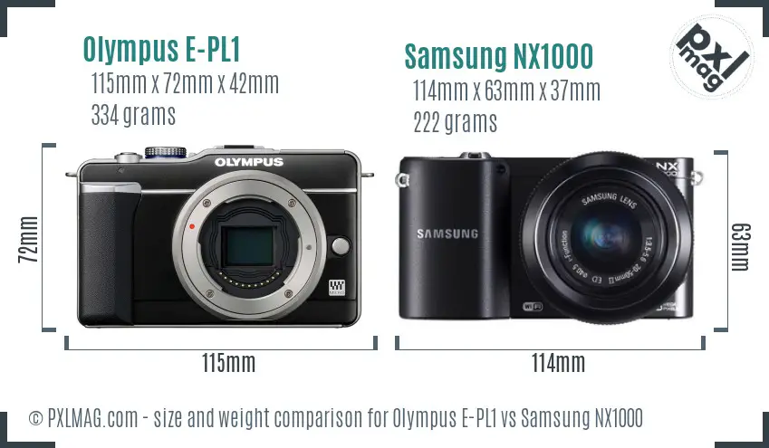 Olympus E-PL1 vs Samsung NX1000 size comparison Olympus E-PL1 vs Samsung NX1000 size comparison