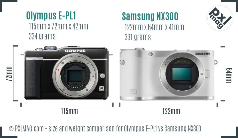 Olympus E-PL1 vs Samsung NX300 size comparison Olympus E-PL1 vs Samsung NX300 size comparison