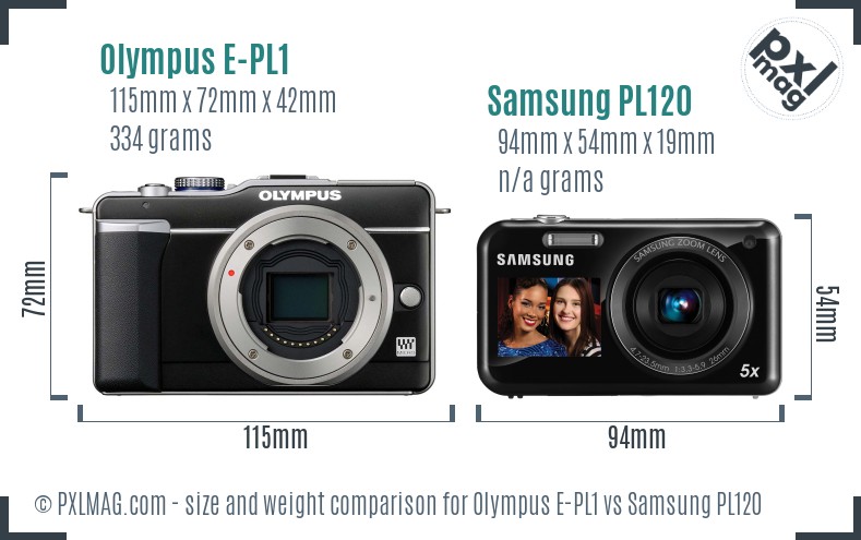 Olympus E-PL1 vs Samsung PL120 size comparison Olympus E-PL1 vs Samsung PL120 size comparison