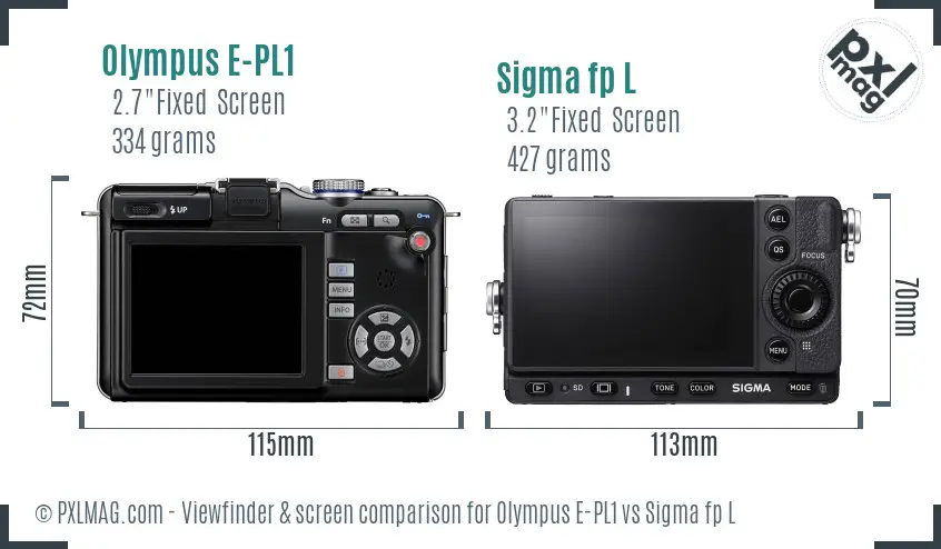 Olympus E-PL1 vs Sigma fp L Screen and Viewfinder comparison