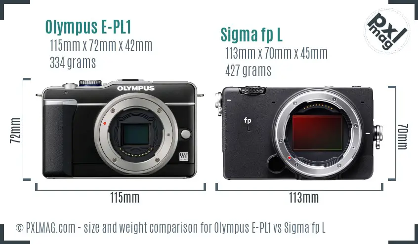 Olympus E-PL1 vs Sigma fp L size comparison