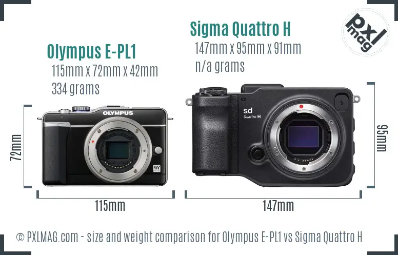 Olympus E-PL1 vs Sigma Quattro H size comparison