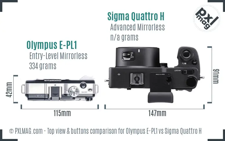 Olympus E-PL1 vs Sigma Quattro H top view buttons comparison