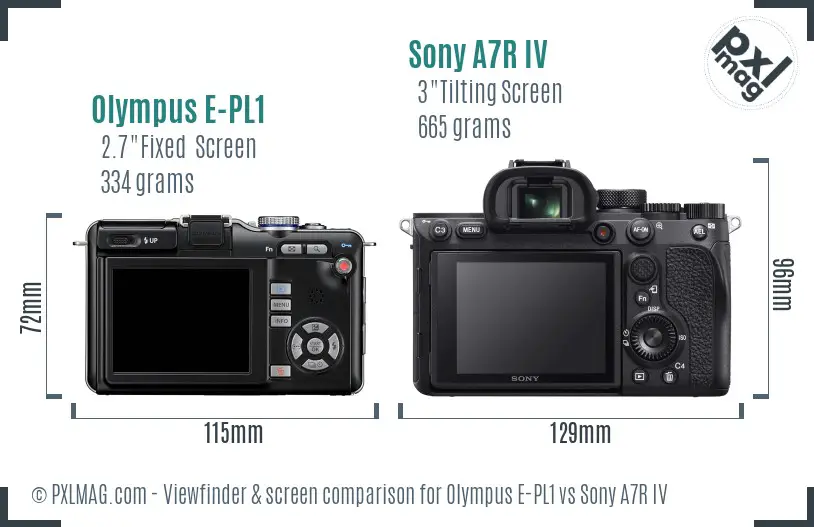Olympus E-PL1 vs Sony A7R IV Screen and Viewfinder comparison
