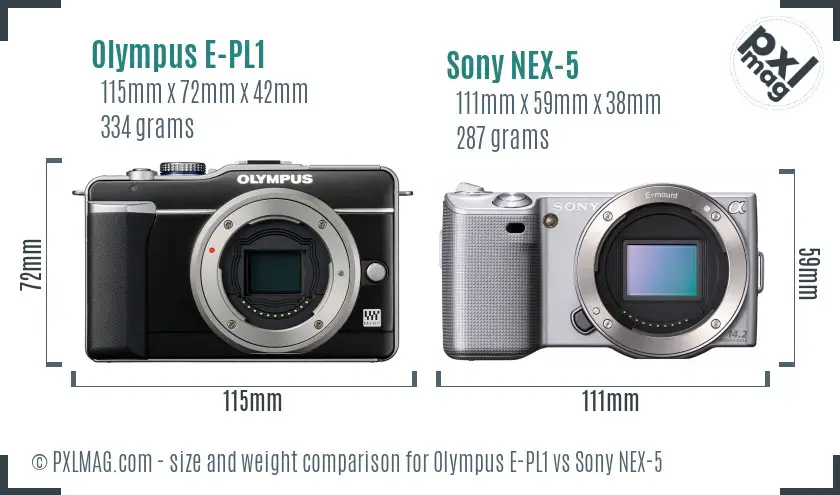 Olympus E-PL1 vs Sony NEX-5 size comparison