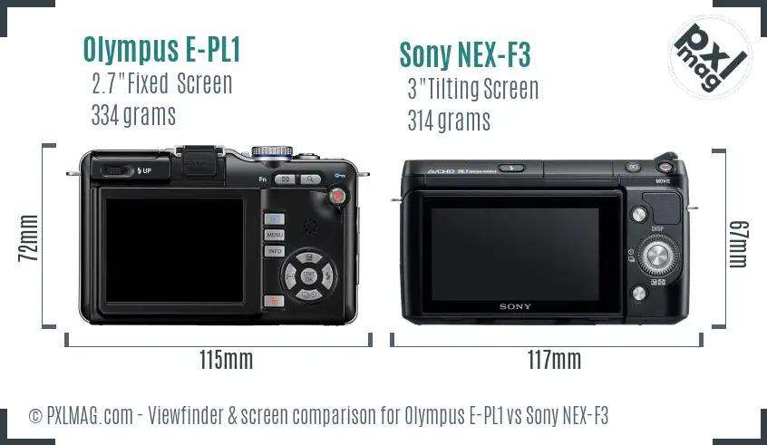 Olympus E-PL1 vs Sony NEX-F3 Screen and Viewfinder comparison