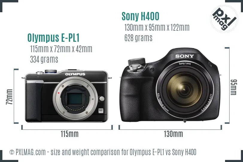 Olympus E-PL1 vs Sony H400 size comparison