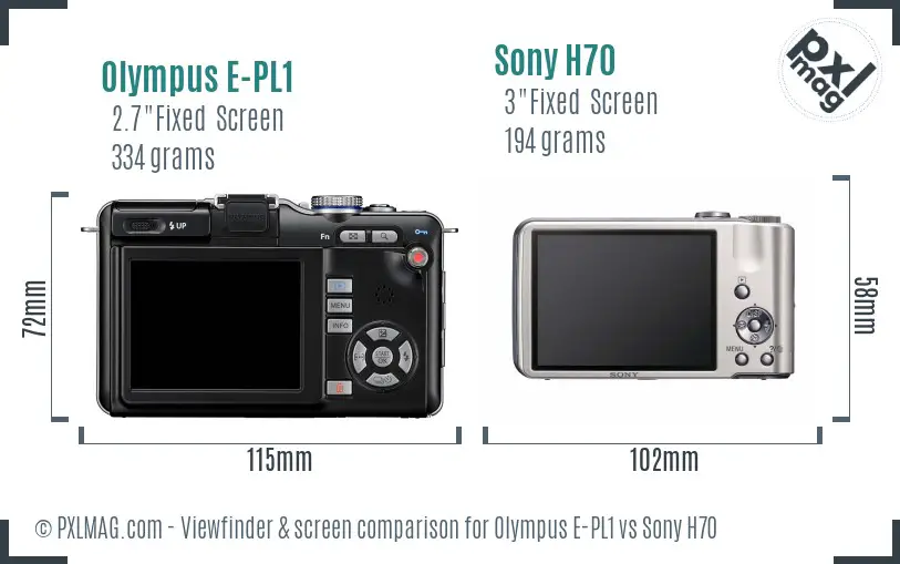 Olympus E-PL1 vs Sony H70 Screen and Viewfinder comparison