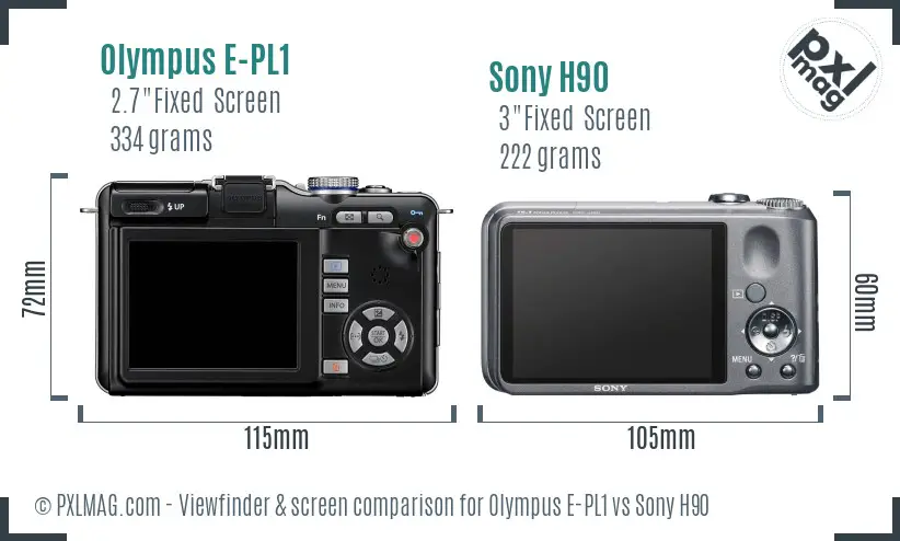 Olympus E-PL1 vs Sony H90 Screen and Viewfinder comparison
