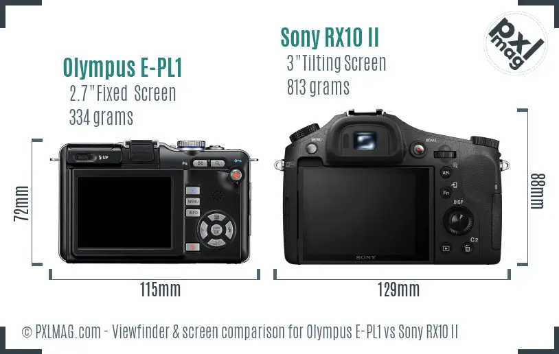 Olympus E-PL1 vs Sony RX10 II Screen and Viewfinder comparison
