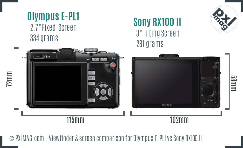 Olympus E-PL1 vs Sony RX100 II Screen and Viewfinder comparison