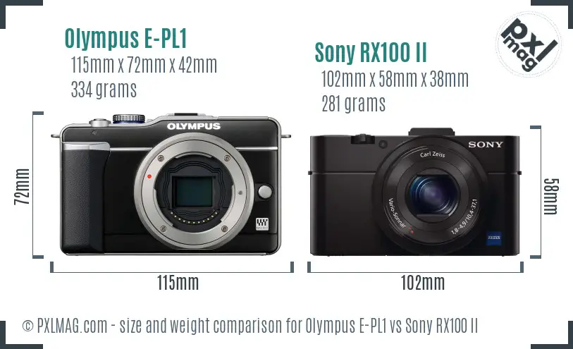 Olympus E-PL1 vs Sony RX100 II size comparison