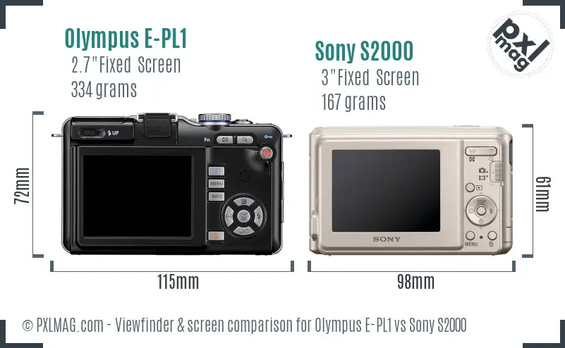 Olympus E-PL1 vs Sony S2000 Screen and Viewfinder comparison Olympus E-PL1 vs Sony S2000 Screen and Viewfinder comparison