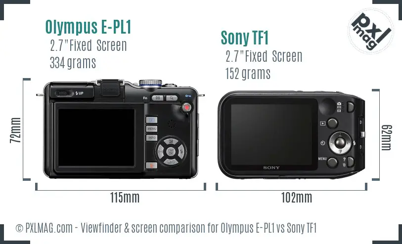 Olympus E-PL1 vs Sony TF1 Screen and Viewfinder comparison