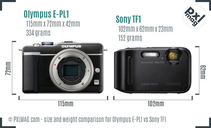 Olympus E-PL1 vs Sony TF1 size comparison