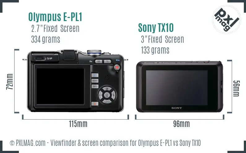 Olympus E-PL1 vs Sony TX10 Screen and Viewfinder comparison Olympus E-PL1 vs Sony TX10 Screen and Viewfinder comparison