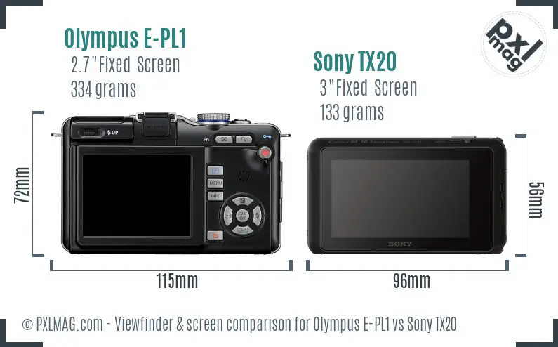 Olympus E-PL1 vs Sony TX20 Screen and Viewfinder comparison Olympus E-PL1 vs Sony TX20 Screen and Viewfinder comparison