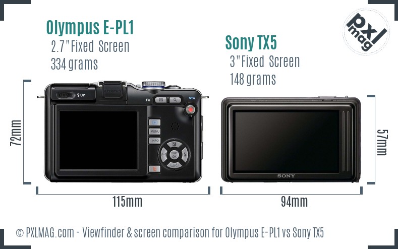 Olympus E-PL1 vs Sony TX5 Screen and Viewfinder comparison