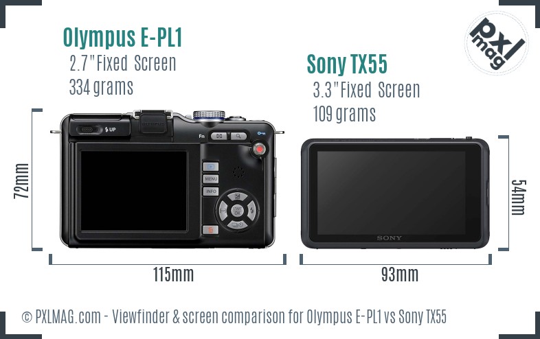 Olympus E-PL1 vs Sony TX55 Screen and Viewfinder comparison