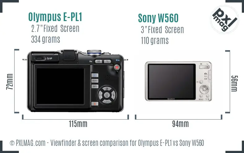 Olympus E-PL1 vs Sony W560 Screen and Viewfinder comparison Olympus E-PL1 vs Sony W560 Screen and Viewfinder comparison