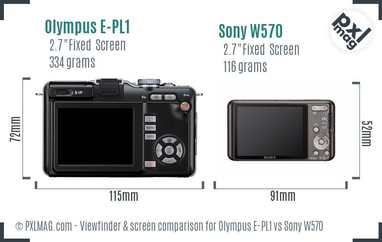 Olympus E-PL1 vs Sony W570 Screen and Viewfinder comparison