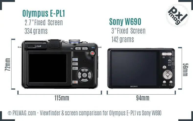 Olympus E-PL1 vs Sony W690 Screen and Viewfinder comparison