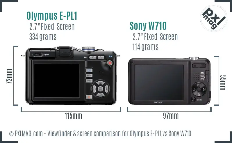 Olympus E-PL1 vs Sony W710 Screen and Viewfinder comparison