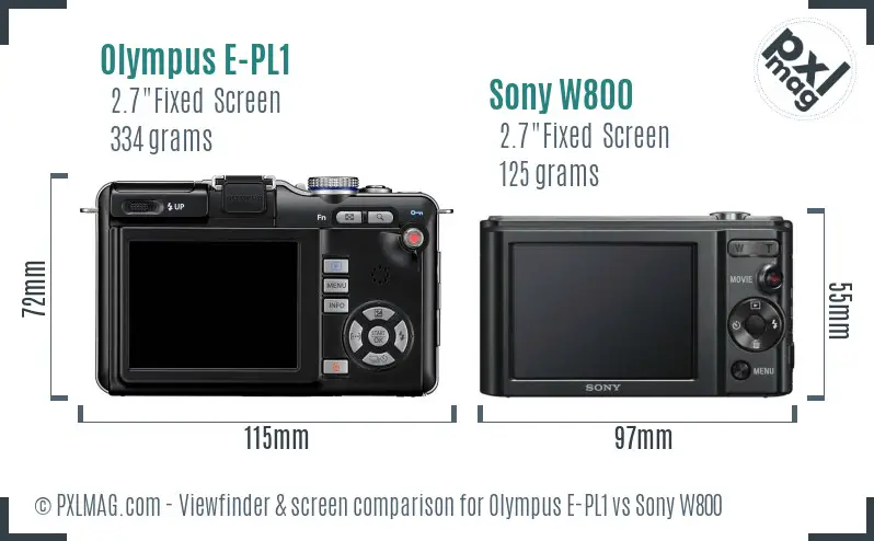 Olympus E-PL1 vs Sony W800 Screen and Viewfinder comparison