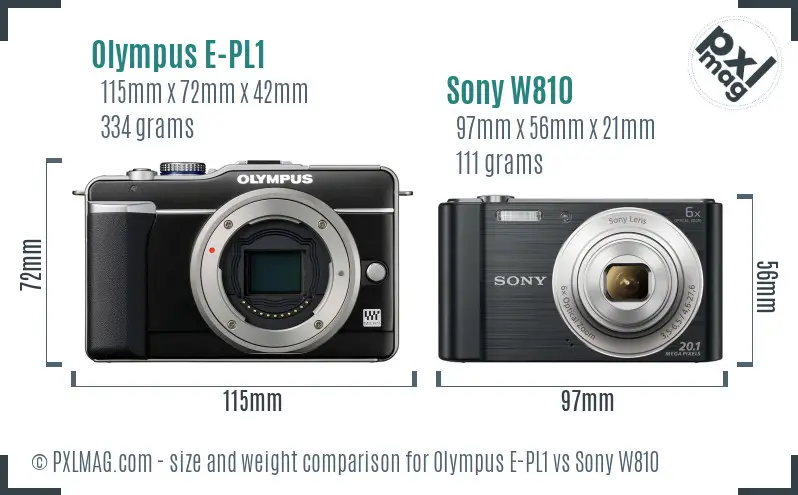 Olympus E-PL1 vs Sony W810 size comparison Olympus E-PL1 vs Sony W810 size comparison