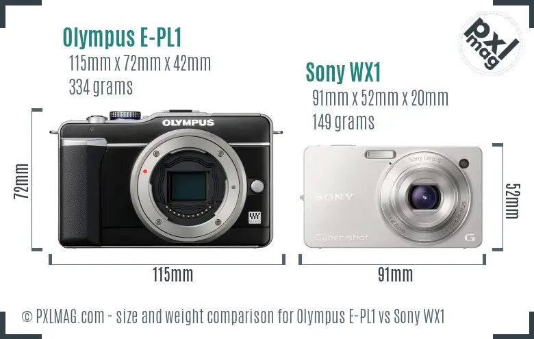Olympus E-PL1 vs Sony WX1 size comparison