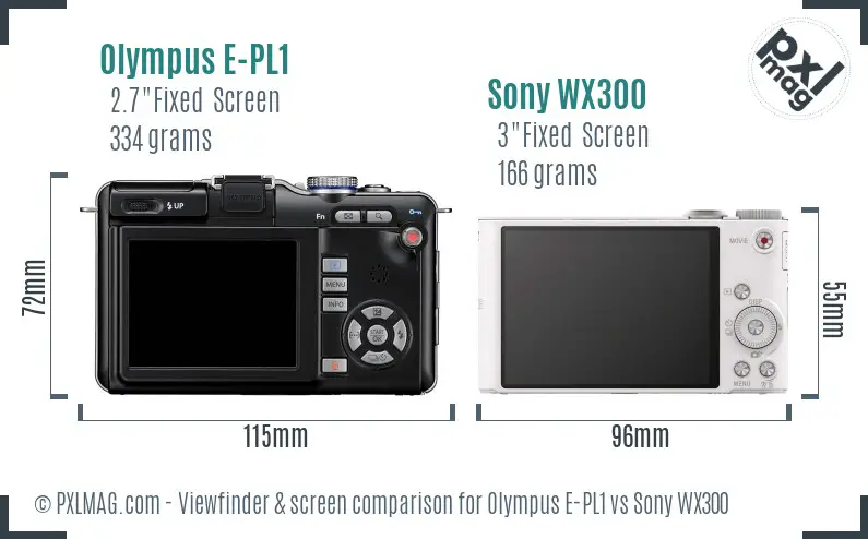 Olympus E-PL1 vs Sony WX300 Screen and Viewfinder comparison Olympus E-PL1 vs Sony WX300 Screen and Viewfinder comparison