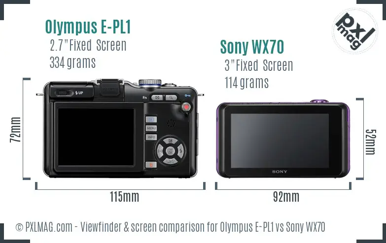 Olympus E-PL1 vs Sony WX70 Screen and Viewfinder comparison