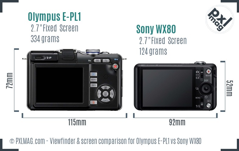 Olympus E-PL1 vs Sony WX80 Screen and Viewfinder comparison