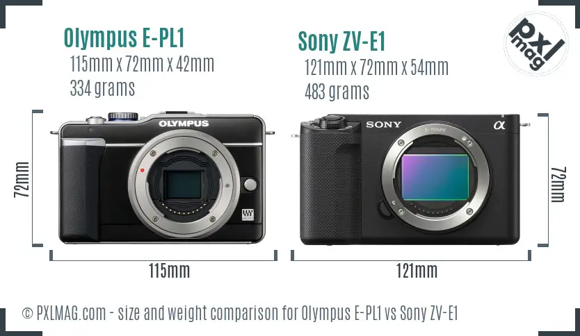 Olympus E-PL1 vs Sony ZV-E1 size comparison