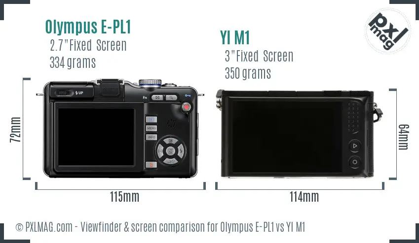 Olympus E-PL1 vs YI M1 Screen and Viewfinder comparison