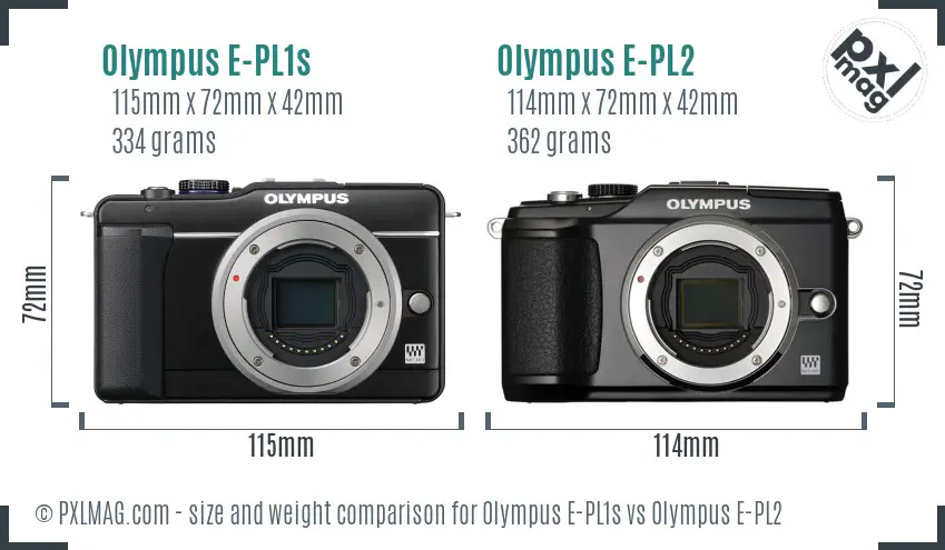 Olympus E-PL1s vs Olympus E-PL2 size comparison