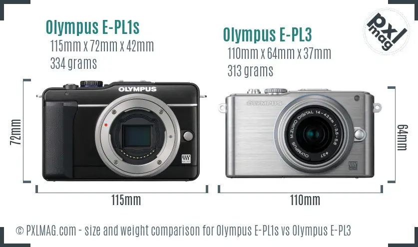 Olympus E-PL1s vs Olympus E-PL3 size comparison
