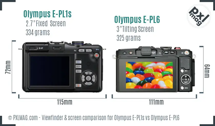 Olympus E-PL1s vs Olympus E-PL6 Screen and Viewfinder comparison