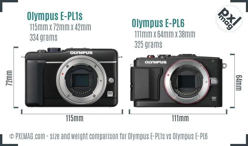 Olympus E-PL1s vs Olympus E-PL6 size comparison