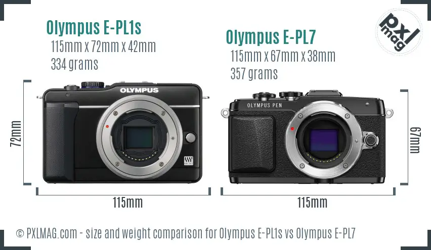 Olympus E-PL1s vs Olympus E-PL7 size comparison