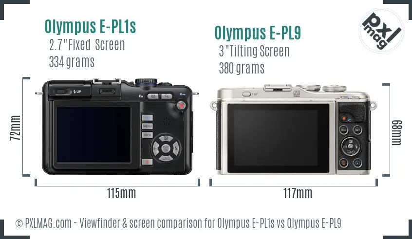 Olympus E-PL1s vs Olympus E-PL9 Screen and Viewfinder comparison