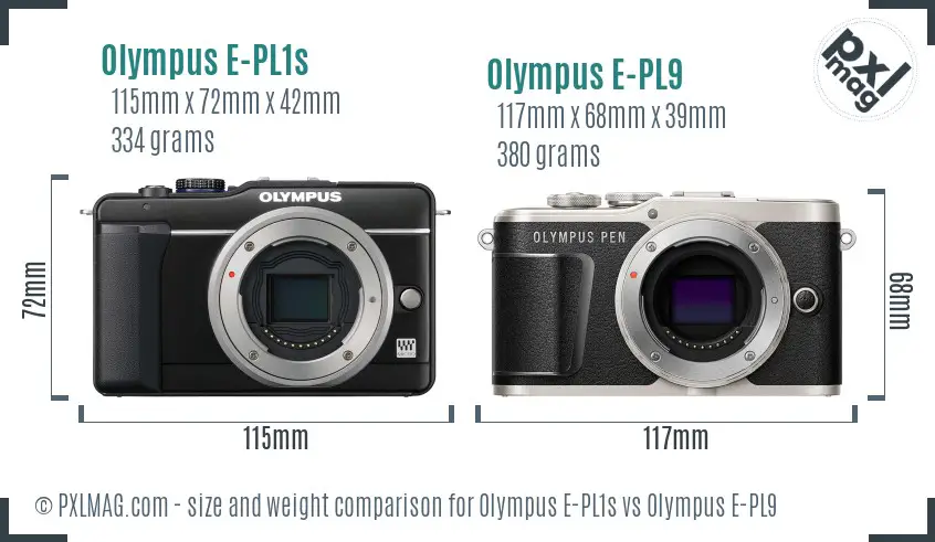 Olympus E-PL1s vs Olympus E-PL9 size comparison