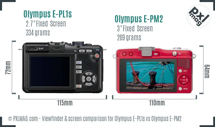 Olympus E-PL1s vs Olympus E-PM2 Screen and Viewfinder comparison