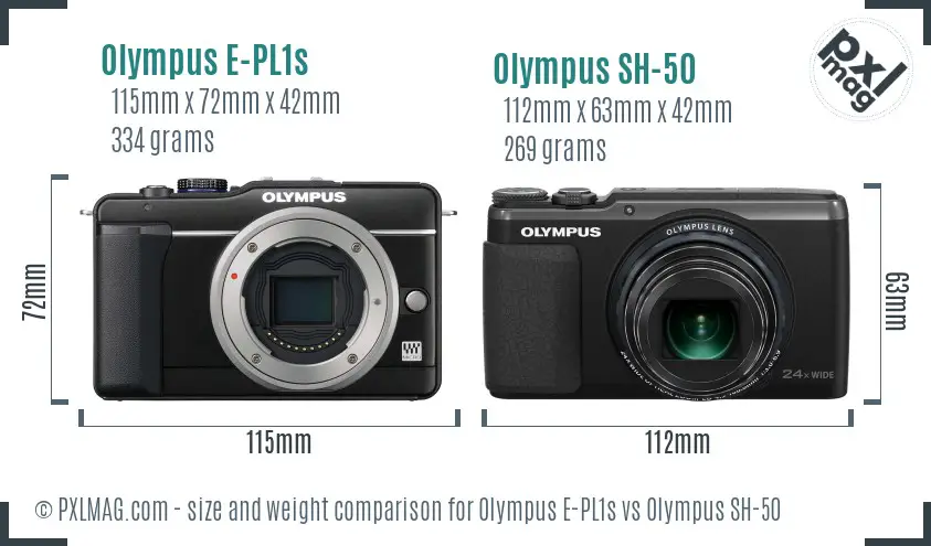Olympus E-PL1s vs Olympus SH-50 size comparison