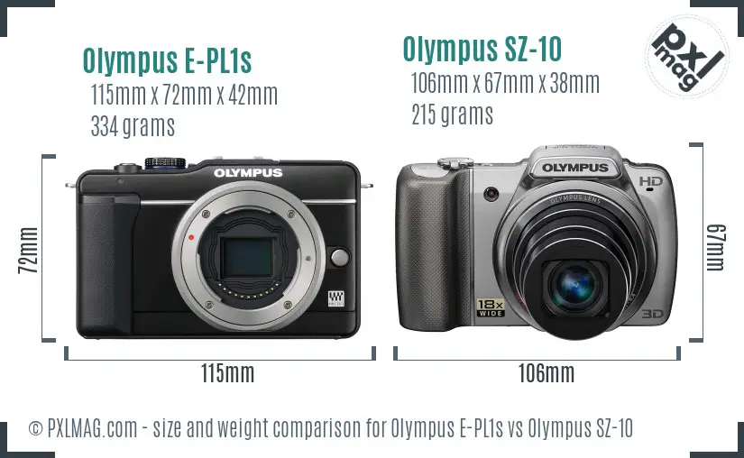 Olympus E-PL1s vs Olympus SZ-10 size comparison