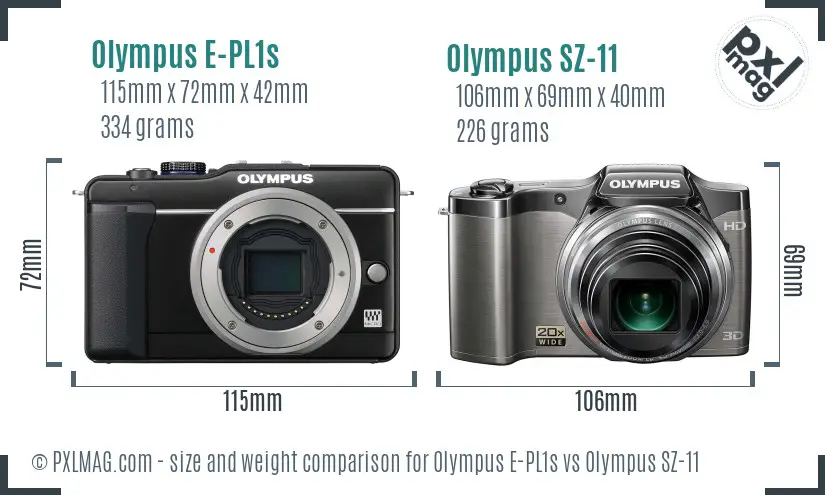 Olympus E-PL1s vs Olympus SZ-11 size comparison