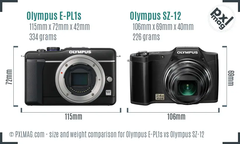 Olympus E-PL1s vs Olympus SZ-12 size comparison