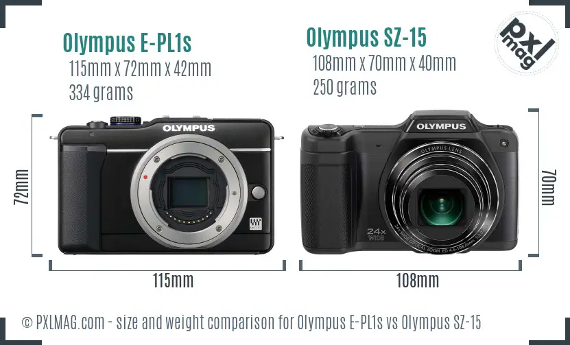 Olympus E-PL1s vs Olympus SZ-15 size comparison