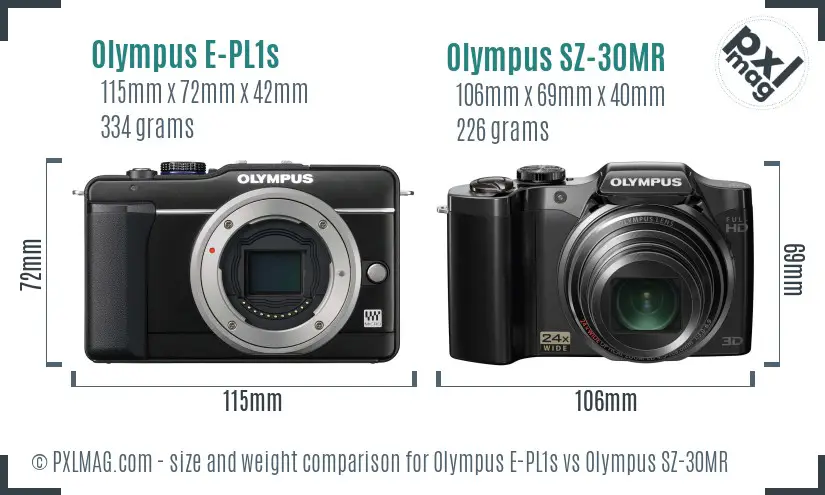 Olympus E-PL1s vs Olympus SZ-30MR size comparison